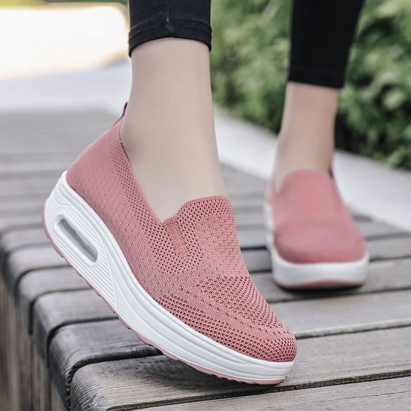image-Women's Slip-On Casual Shoes - Brown Mesh Breathable