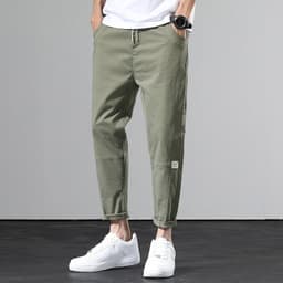 image-Military Green Korean Style Casual Pants - Men's Loose Straight 2020 Spring