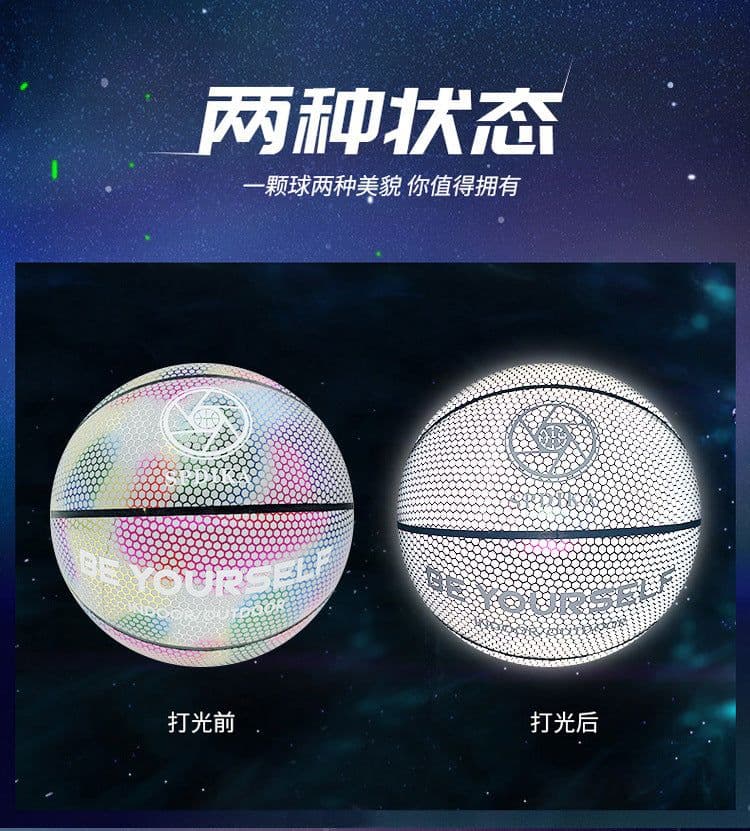 image-Reflective Basketball Shoes - Outdoor/Indoor Wear-Resistant PU Cool Glow Vibrato Adults