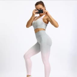 image-Factory-priced high-waist hip-lifting seamless sports cover slimming yoga suit breathable and quick-drying gradient color suit