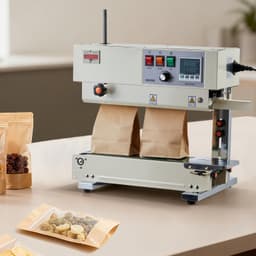image-VEVOR Continuous Bag Band Sealing Machine, 0.24-0.47 in Seal Width, Vertical Band Sealer Machine with Roller Printing , Temp & Speed Adjustable, Heat Sealing Machine for 0.001-0.03 in Plastic Bags