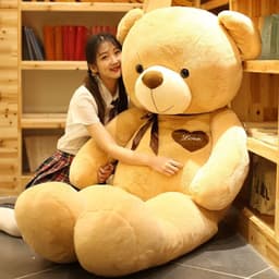 image-Oversized Plush Teddy Bear - Chocolate Ribbon 60cm