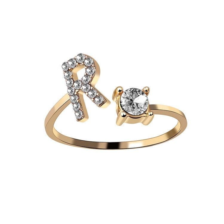 image-New Design Adjustable 26 Initial Letter Ring Fashion Jewelry For Women Simple Elegant Jewelry