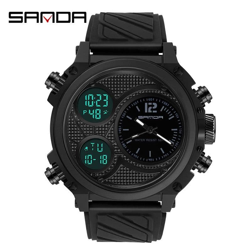 image-Sanda Sports Watch Men 54mm Waterproof Black