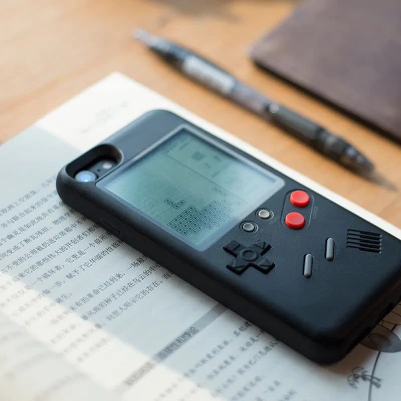 image-Tetris black and white screen Apple 13/12 suitable for iPhone 14promax game console mobile phone case xs/8p