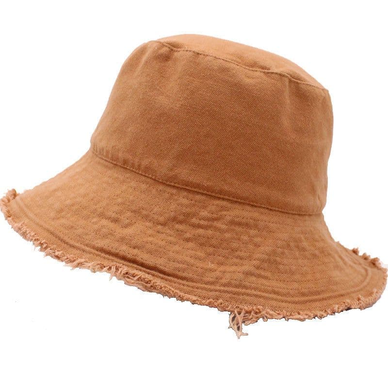 image-Women's Washed Fisherman Hat - Big Brim Korean Style