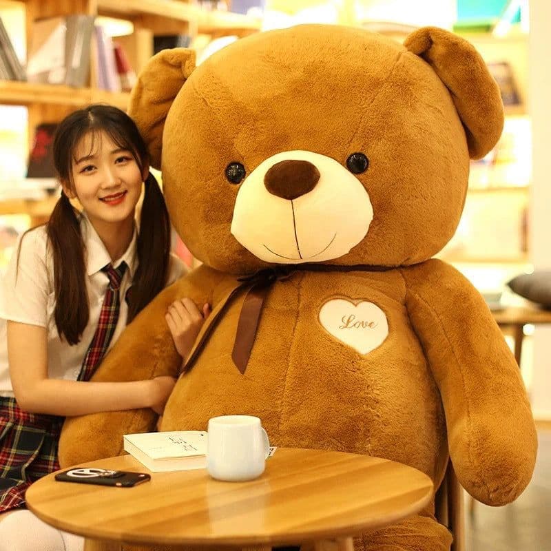 image-Oversized Plush Teddy Bear - Chocolate Ribbon 60cm