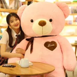 image-Oversized Plush Teddy Bear - Chocolate Ribbon 60cm
