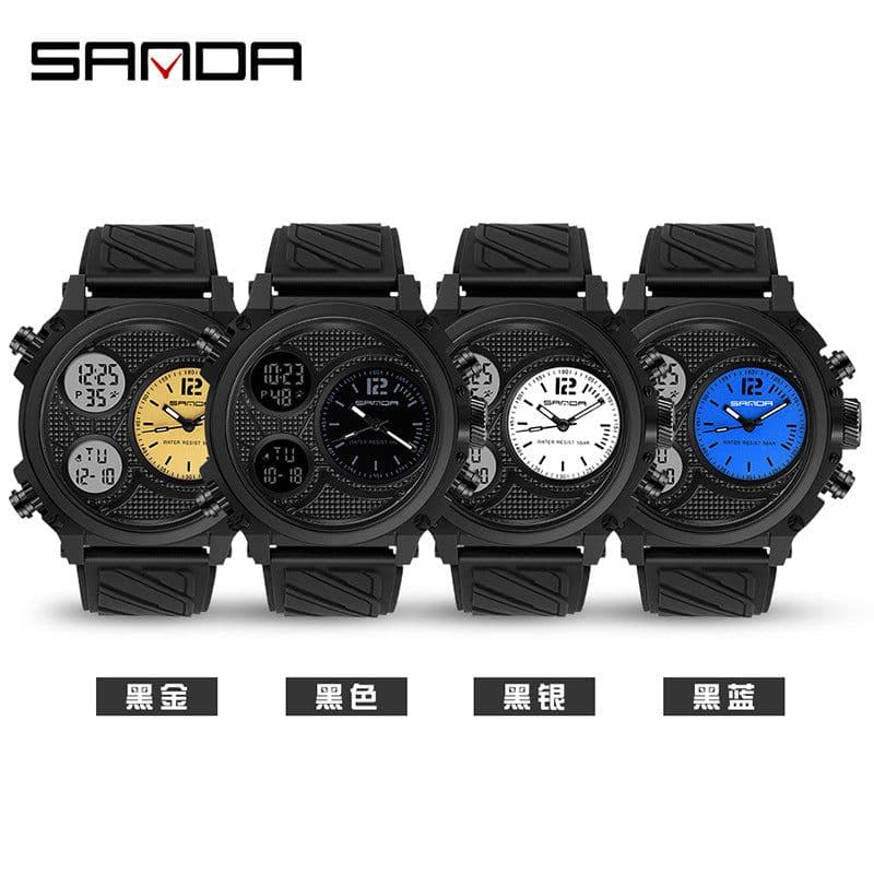 image-Sanda Sports Watch Men 54mm Waterproof Black