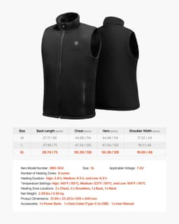 image-VEVOR Heated Vest, Men Electric Heating Vest with 16000 mAh Battery Pack, 6 Heating Zones Lightweight Rechargeable Winter-Vest with 3 Levels, for Outdoor Hiking Camping Fishing Skiing, Size XL