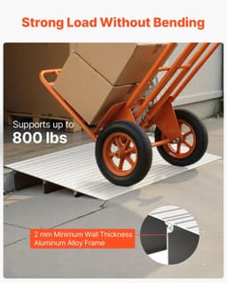 image-VEVOR Door Threshold Ramp, 3 inch Rise, Aluminum Alloy Threshold Ramp Rated 800 lbs Load Capacity, Handicap Ramps for Home Steps for Wheelchair, Scooters, Power Chairs, Walkers, Bicycle, Tricycle
