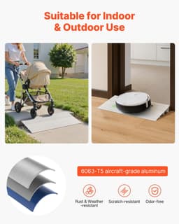 image-VEVOR Door Threshold Ramp, 3 inch Rise, Aluminum Alloy Threshold Ramp Rated 800 lbs Load Capacity, Handicap Ramps for Home Steps for Wheelchair, Scooters, Power Chairs, Walkers, Bicycle, Tricycle