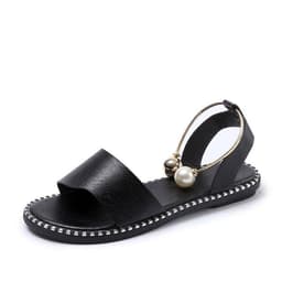 image-Foreign trade four seasons sandals women's summer open toe simple flat Roman sandals women's pearl buckle student women's shoes