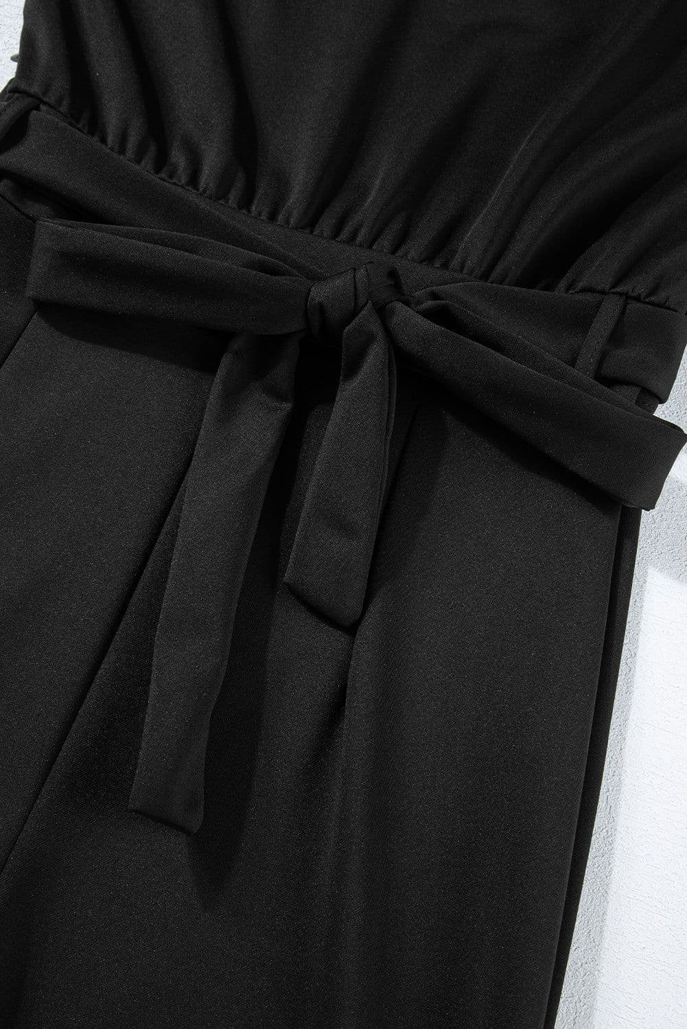 image-Black Belted Wide Leg Jumpsuit