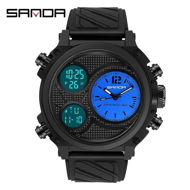 image-Sanda Sports Watch Men 54mm Waterproof Black