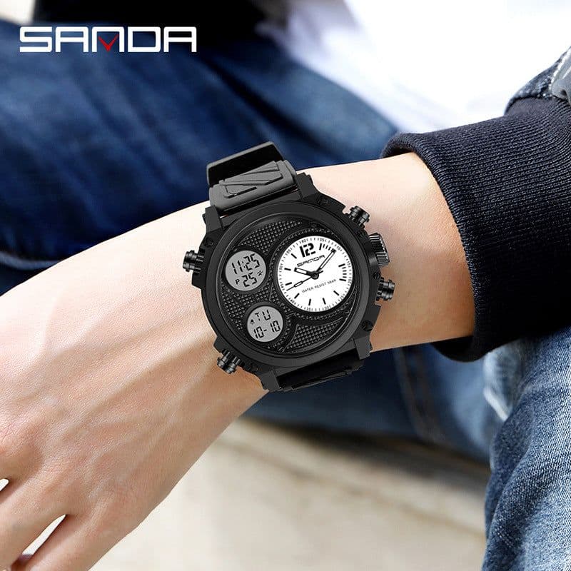 image-Sanda Sports Watch Men 54mm Waterproof Black
