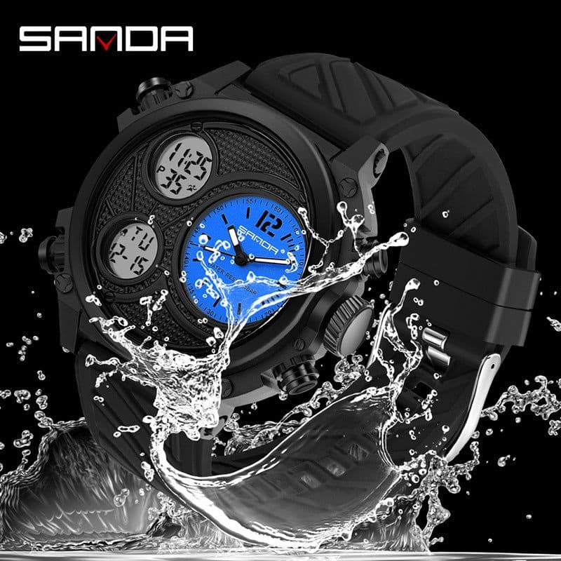image-Sanda Sports Watch Men 54mm Waterproof Black