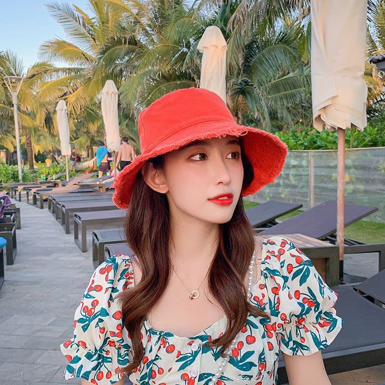 image-Women's Washed Fisherman Hat - Big Brim Korean Style