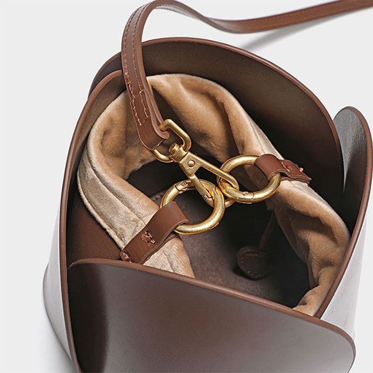 image-GUTT'SMEI Bucket Bag - Dark Green Genuine Leather