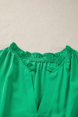 image-Bright Green V Neck Puff Sleeve High Waist Tiered Maxi