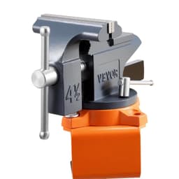image-VEVOR Bench Vise, 4.5 Inch, Portable Workbench Vice with 270° Swivel Base, Quick Release Rotating Bench Clamp, Cast Iron Construction, for Woodworking, Metalworking, Drilling, Sawing, Cutting Conduit