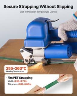 image-VEVOR Electric Strapping Machine, 2 x 4000mAh Batteries, Automatic Strapping Tool with Digital Display for 0.394-0.748 inches Wide PET Straps, Handheld Banding Tools for Packaging Box Pallet