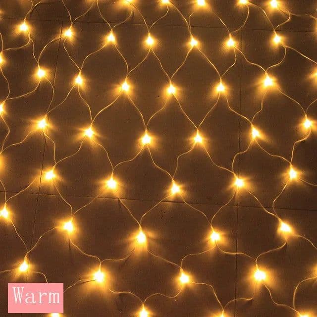image-3x2M Solar Net mesh Fairy String Lights Christmas Holiday Lamp Outdoor Garden Garland For Xmas Tree Backyard Wedding Party Decor