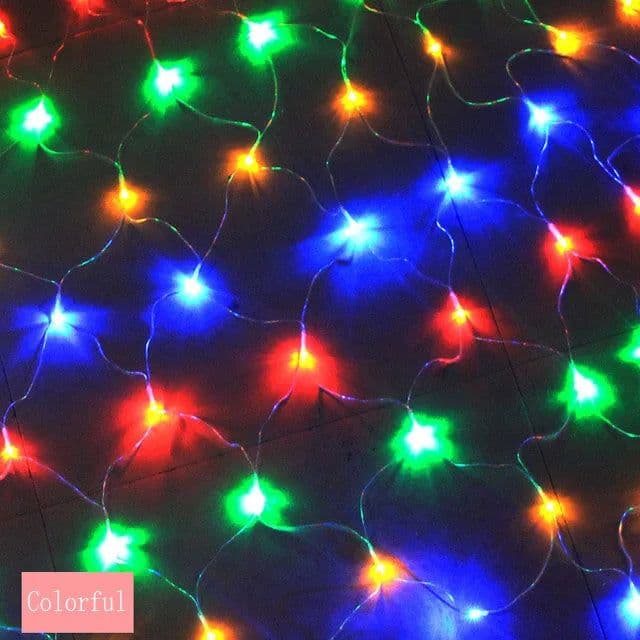 image-3x2M Solar Net mesh Fairy String Lights Christmas Holiday Lamp Outdoor Garden Garland For Xmas Tree Backyard Wedding Party Decor