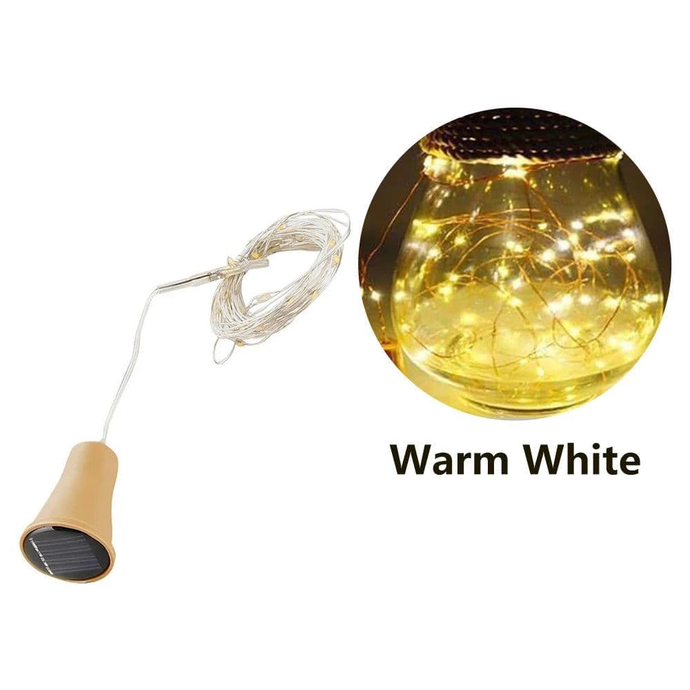 image-2M 20LEDs Solar Wine Bottle String Light DIY Copper Wire Fairy Lights Cork Shape Wedding Party Garden Christmas Decor Lamp