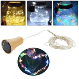 image-2M 20LEDs Solar Wine Bottle String Light DIY Copper Wire Fairy Lights Cork Shape Wedding Party Garden Christmas Decor Lamp