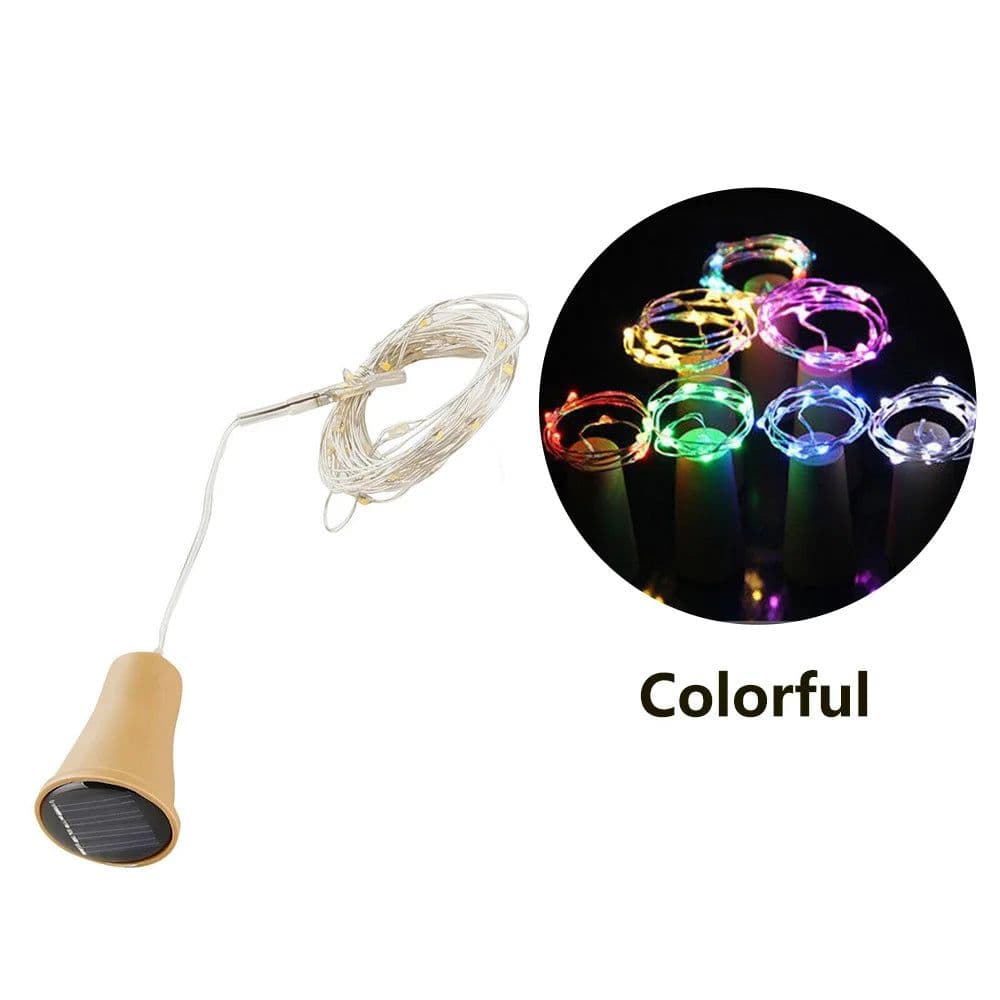image-2M 20LEDs Solar Wine Bottle String Light DIY Copper Wire Fairy Lights Cork Shape Wedding Party Garden Christmas Decor Lamp