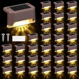 image-Solar Deck Lights 32 Pack Outdoor Step Lights Waterproof Led Solar Lights for Railing Stairs Step Fence Yard Patio and Pathway