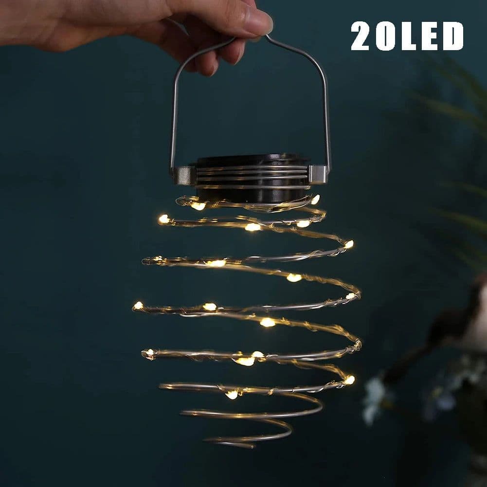 image-Solar Spiral Lights, Creative Iron Art Lanterns, LED Hanging Decorative Lamp for Outdoor, Garden, Patio, Porch, Path, Yard