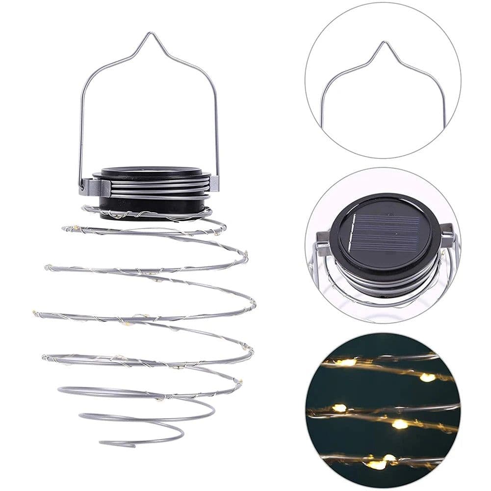 image-Solar Spiral Lights, Creative Iron Art Lanterns, LED Hanging Decorative Lamp for Outdoor, Garden, Patio, Porch, Path, Yard