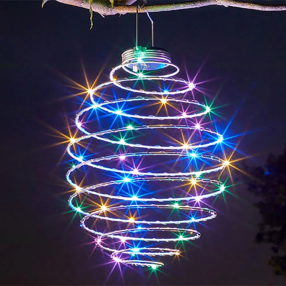 image-Solar Spiral Lights, Creative Iron Art Lanterns, LED Hanging Decorative Lamp for Outdoor, Garden, Patio, Porch, Path, Yard