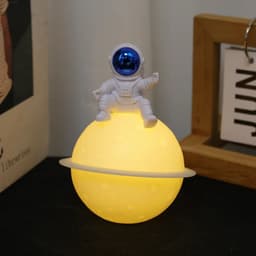 image-Astronaut Sitting in The Moon Night Light Creative Desktop Luminous Planet Lamp Ornament Home Decoration Birthday Kid Gifts