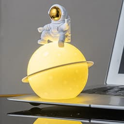 image-Astronaut Sitting in The Moon Night Light Creative Desktop Luminous Planet Lamp Ornament Home Decoration Birthday Kid Gifts