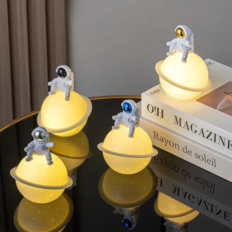 image-Astronaut Sitting in The Moon Night Light Creative Desktop Luminous Planet Lamp Ornament Home Decoration Birthday Kid Gifts