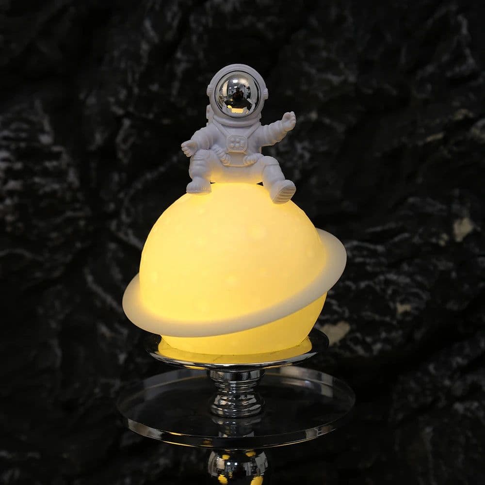 image-Astronaut Sitting in The Moon Night Light Creative Desktop Luminous Planet Lamp Ornament Home Decoration Birthday Kid Gifts