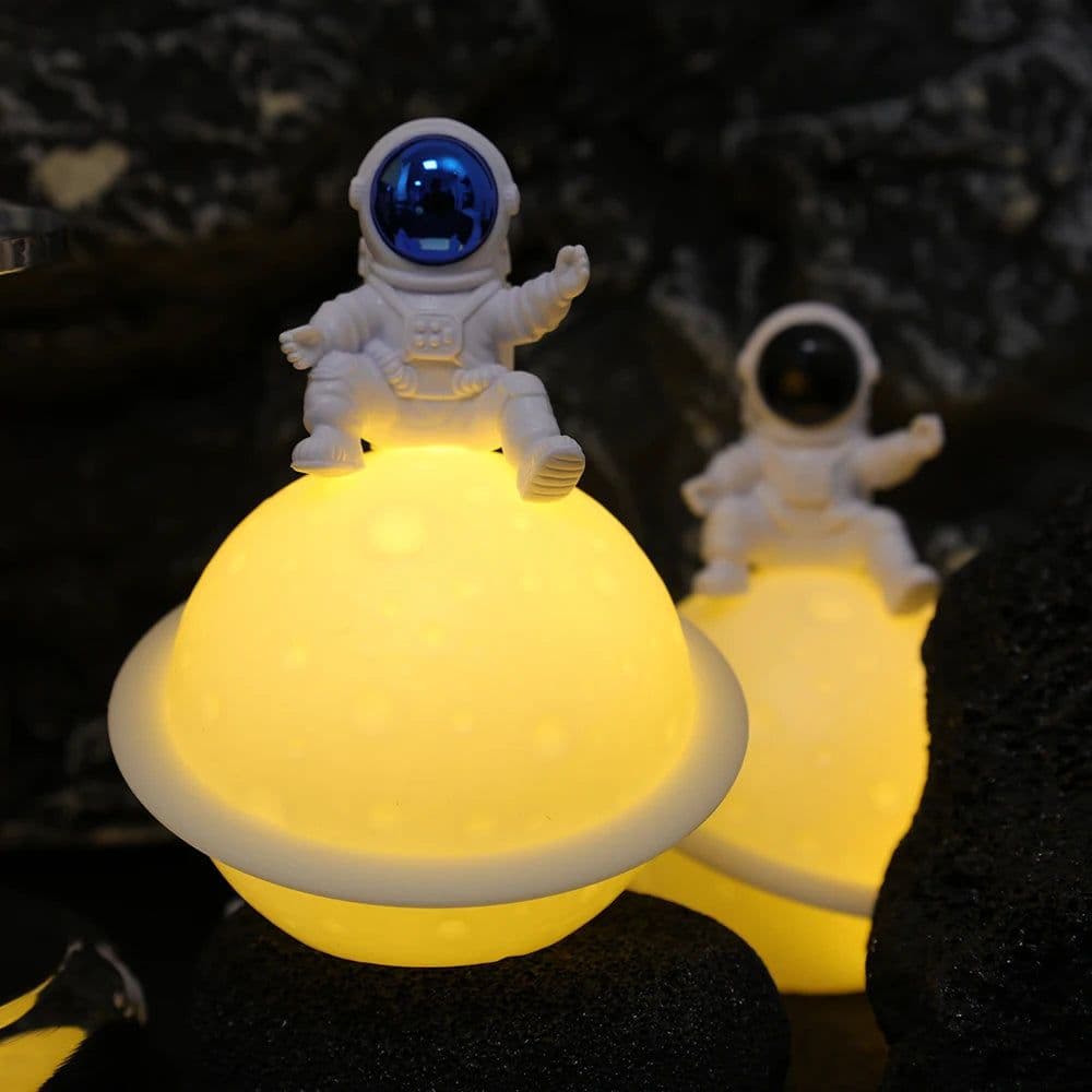 image-Astronaut Sitting in The Moon Night Light Creative Desktop Luminous Planet Lamp Ornament Home Decoration Birthday Kid Gifts