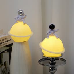 image-Astronaut Sitting in The Moon Night Light Creative Desktop Luminous Planet Lamp Ornament Home Decoration Birthday Kid Gifts