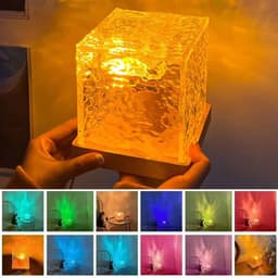 image-Rotating Water Ripple Night Light Projector Crystal Lamp Decoration Home Bedroom Holiday Gift Sunset Lights with Remote Control