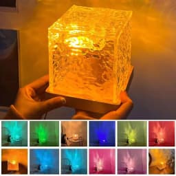 image-Rotating Water Ripple Night Light Projector Crystal Lamp Decoration Home Bedroom Holiday Gift Sunset Lights with Remote Control