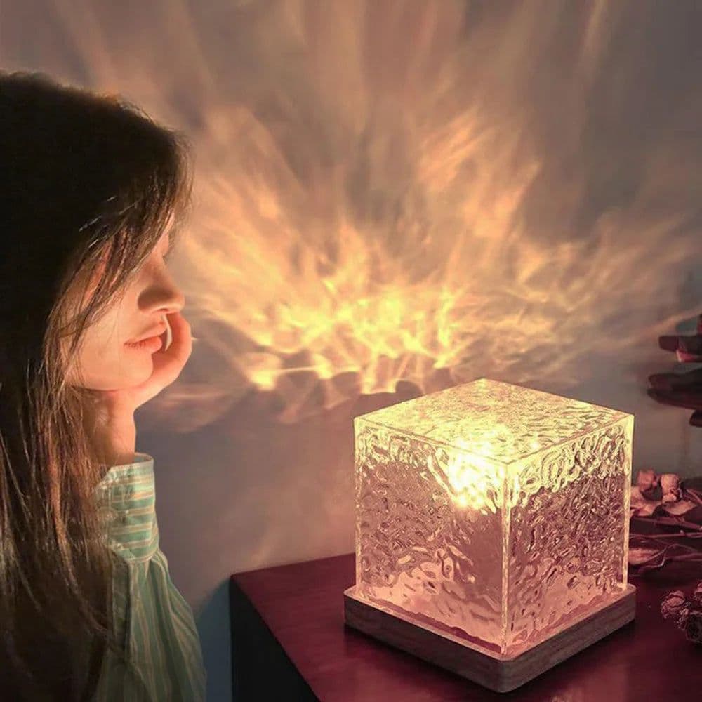 image-Rotating Water Ripple Night Light Projector Crystal Lamp Decoration Home Bedroom Holiday Gift Sunset Lights with Remote Control