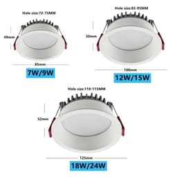 image-Recessed Anti-glare LED COB Downlight 18W 24W Dimmable 85-265V Ceiling Lamp Spot Light 12W 15W Home Living Room Bedroom Lighting