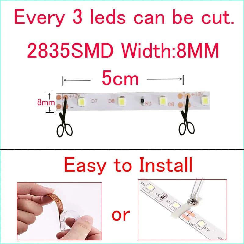 image-Led Strip 12V Waterproof SMD2835 DC 300Led/ 5M 4/3/2/1M white flexible tape lamp tira Led fita led light rgb line stripe