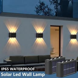 image-Solar Wall Lamp Outdoor Waterproof Solar Powered Light UP and Down Illuminate Home Garden Yard Decoration Outside Sunlights