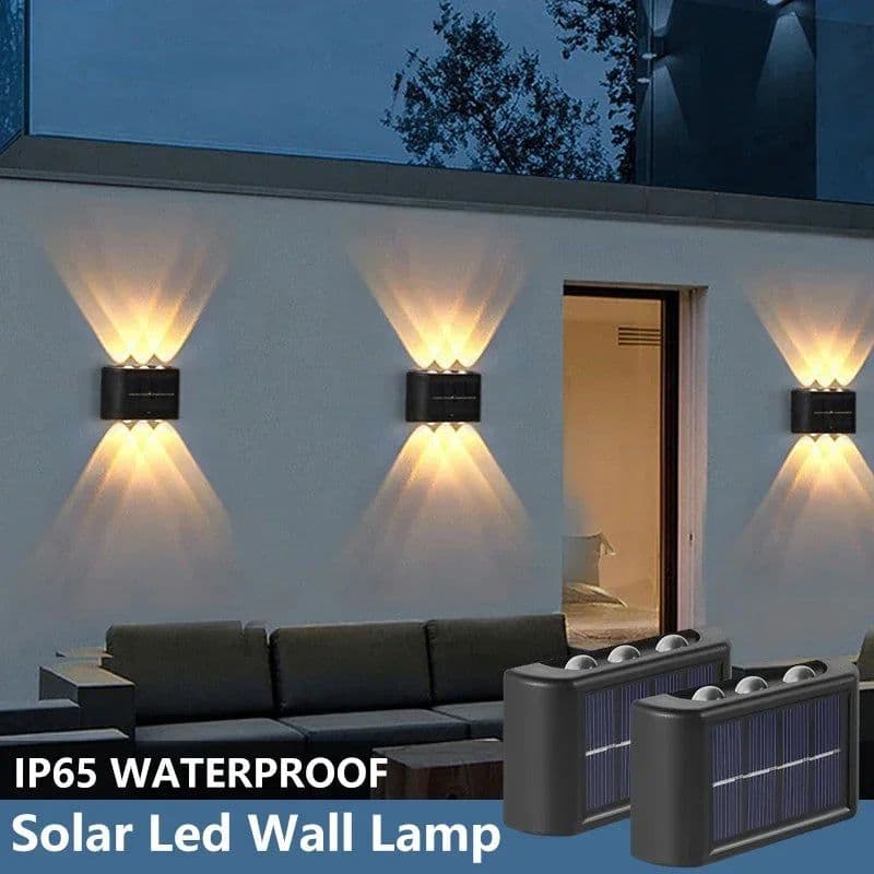 image-Solar Wall Lamp Outdoor Waterproof Solar Powered Light UP and Down Illuminate Home Garden Yard Decoration Outside Sunlights