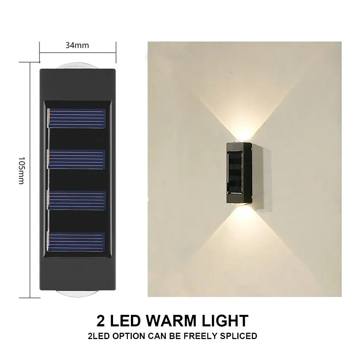 image-Solar Wall Lamp Outdoor Waterproof Solar Powered Light UP and Down Illuminate Home Garden Yard Decoration Outside Sunlights