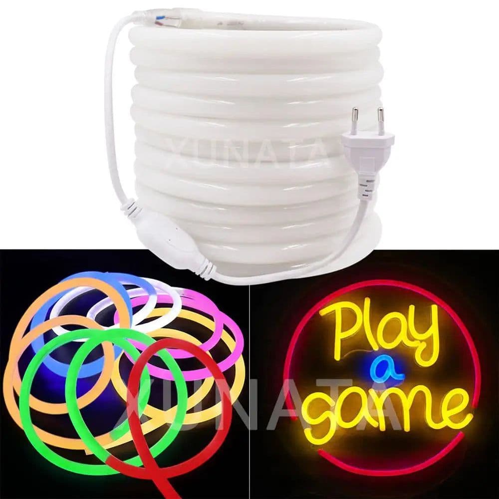 image-220V Neon Light LED Strip 2835 120led 360 Round Tube Neon Strip Flexible Led Light IP68 Waterproof Rope String Home Decoration